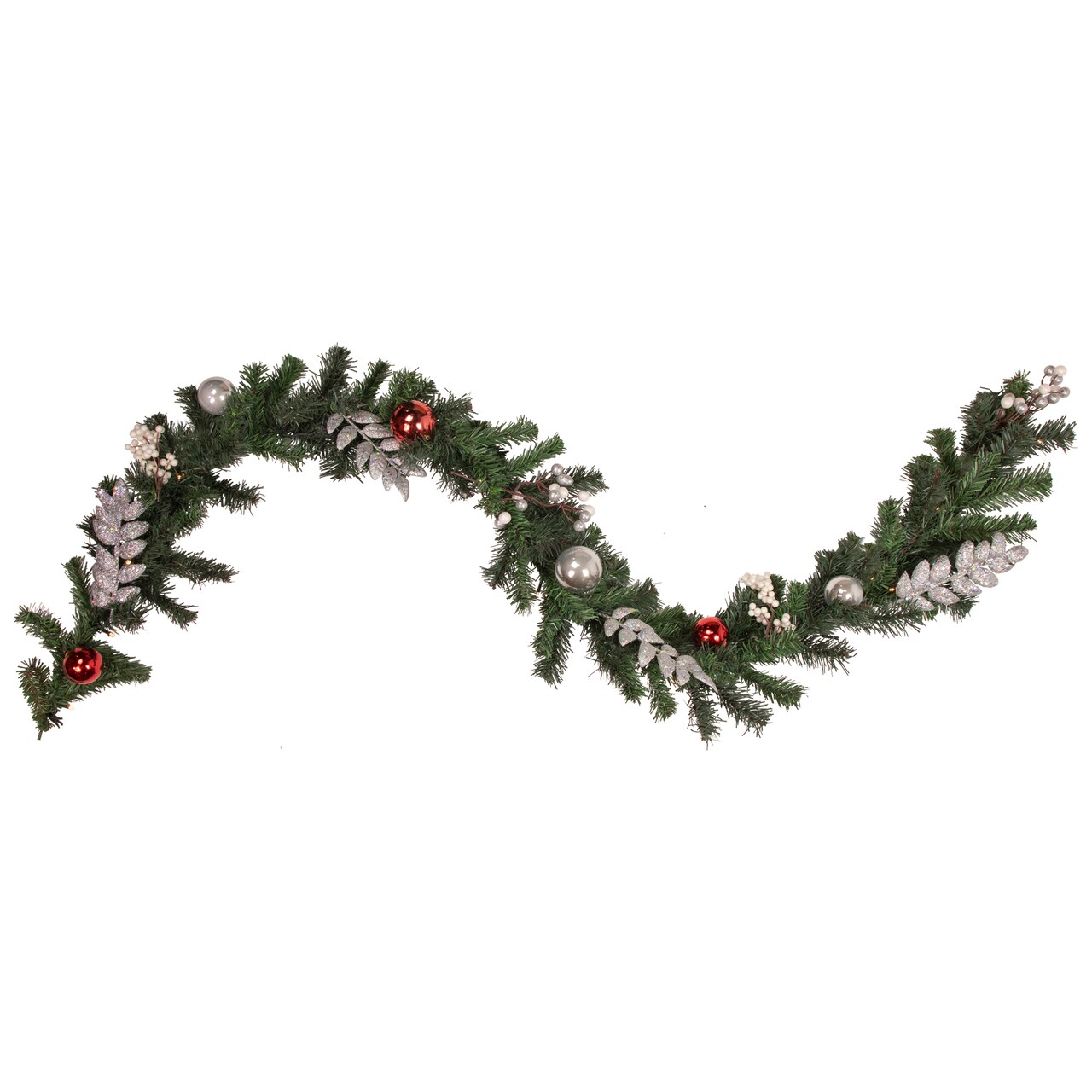 Northlight Pre-Lit LED Battery Operated Pre-Decorated Pine Christmas Garland - 6' x 10" - Warm White Lights